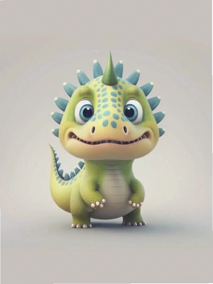 Chibi khủng long với màu sắc tươi tắn