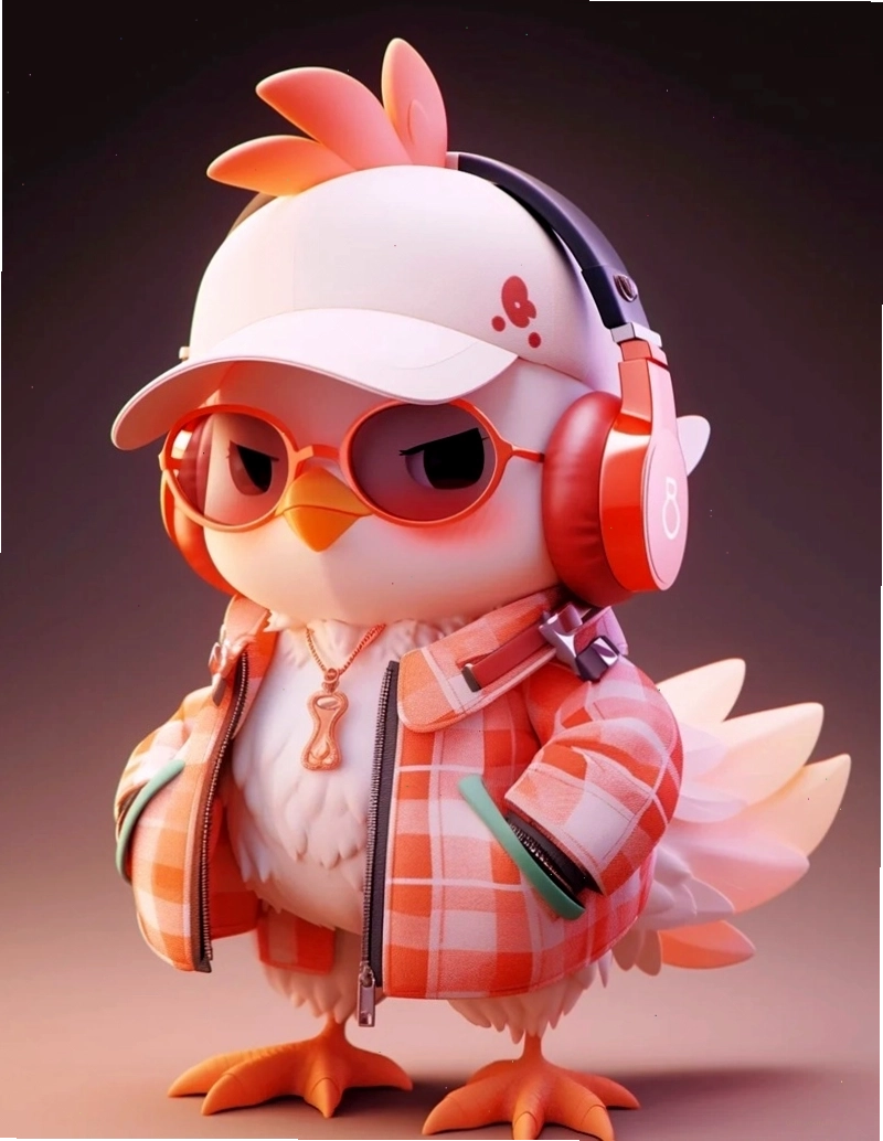 Chú gà chibi đang làm động tác hài hước
