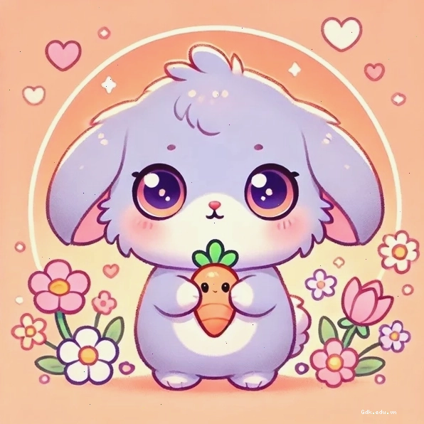 Chú thỏ chibi cute đang ngồi nghỉ ngơi