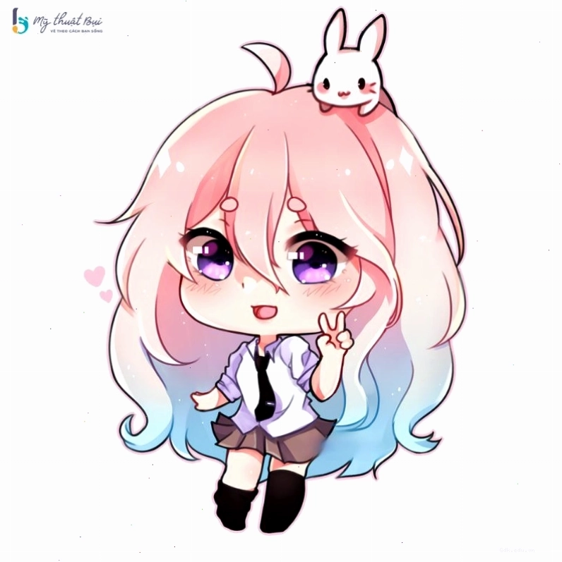 Cô gái anime chibi đang ngồi đọc sách trong không gian yên tĩnh