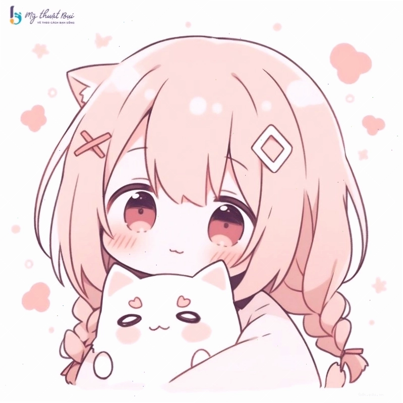 Cô gái anime chibi với phong cách học đường dễ thương
