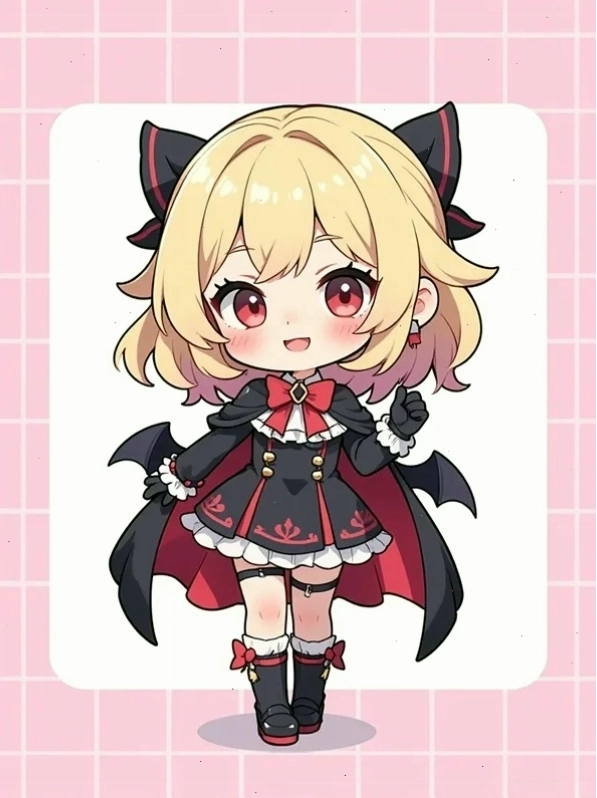 Cô gái chibi với mái tóc xanh và đôi mắt lấp lánh