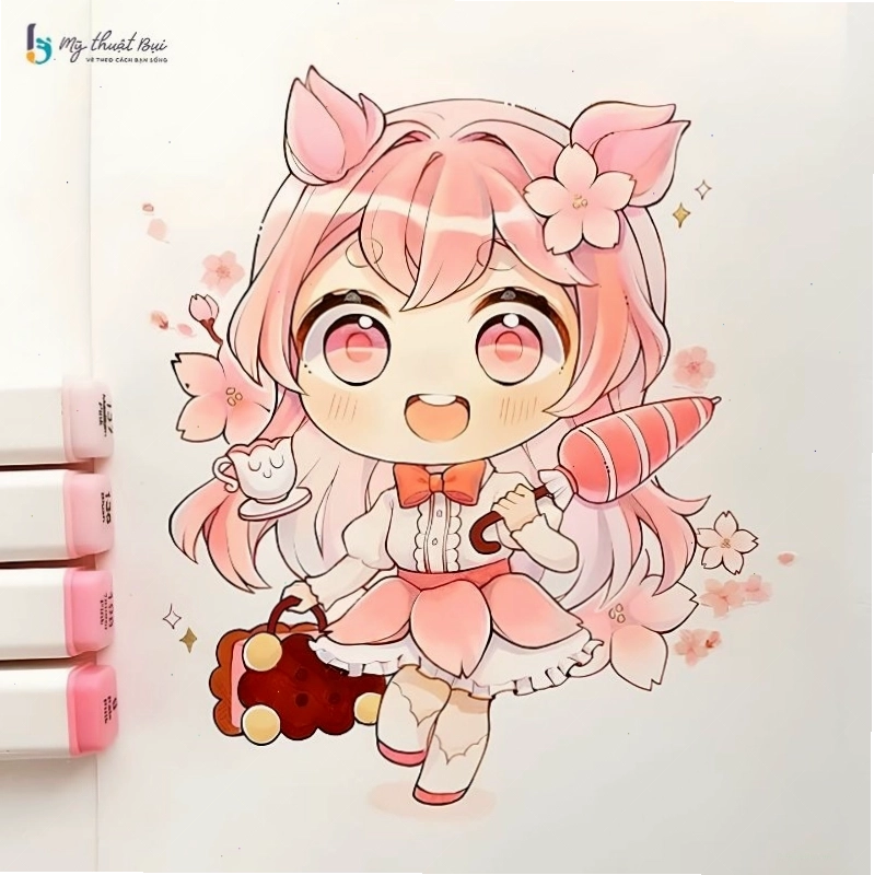 Cô gái chibi với phong thái tự tin và tràn đầy năng lượng