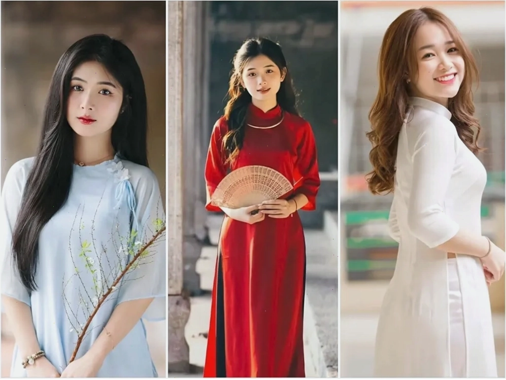 Cô gái xinh đẹp mặc áo dài truyền thống