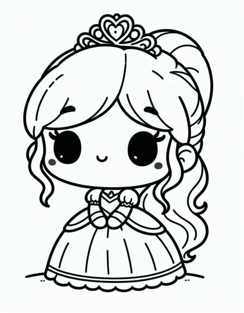 Công chúa chibi nhỏ bé với trang phục đơn giản