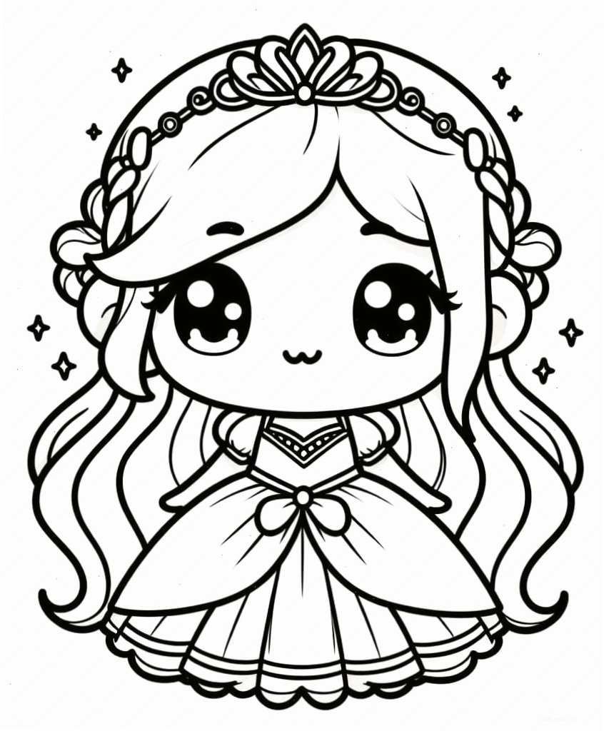 Công chúa chibi với nụ cười rạng rỡ, tươi tắn