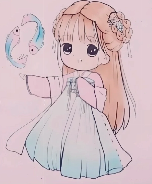 Cung Song Ngư Chibi với phong cách anime