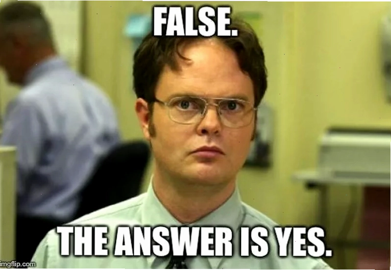 Dwight Schrute trong The Office thể hiện một hành động đặc trưng