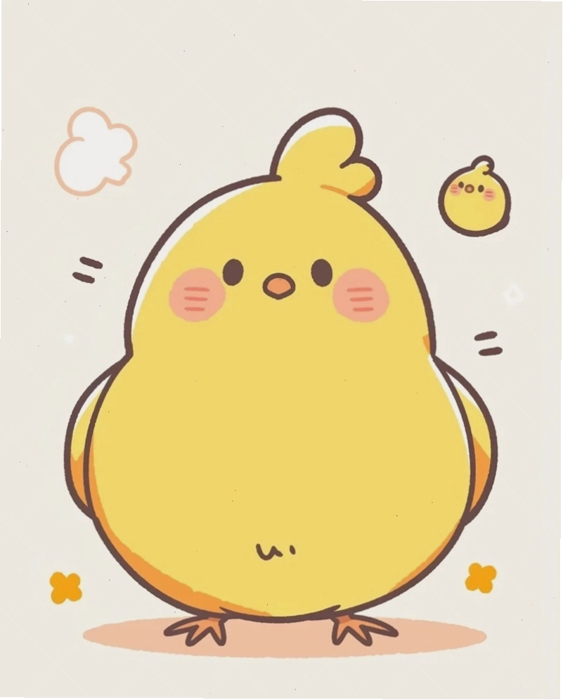 Gà chibi 1 với đôi cánh nhỏ xinh và bộ lông vàng óng