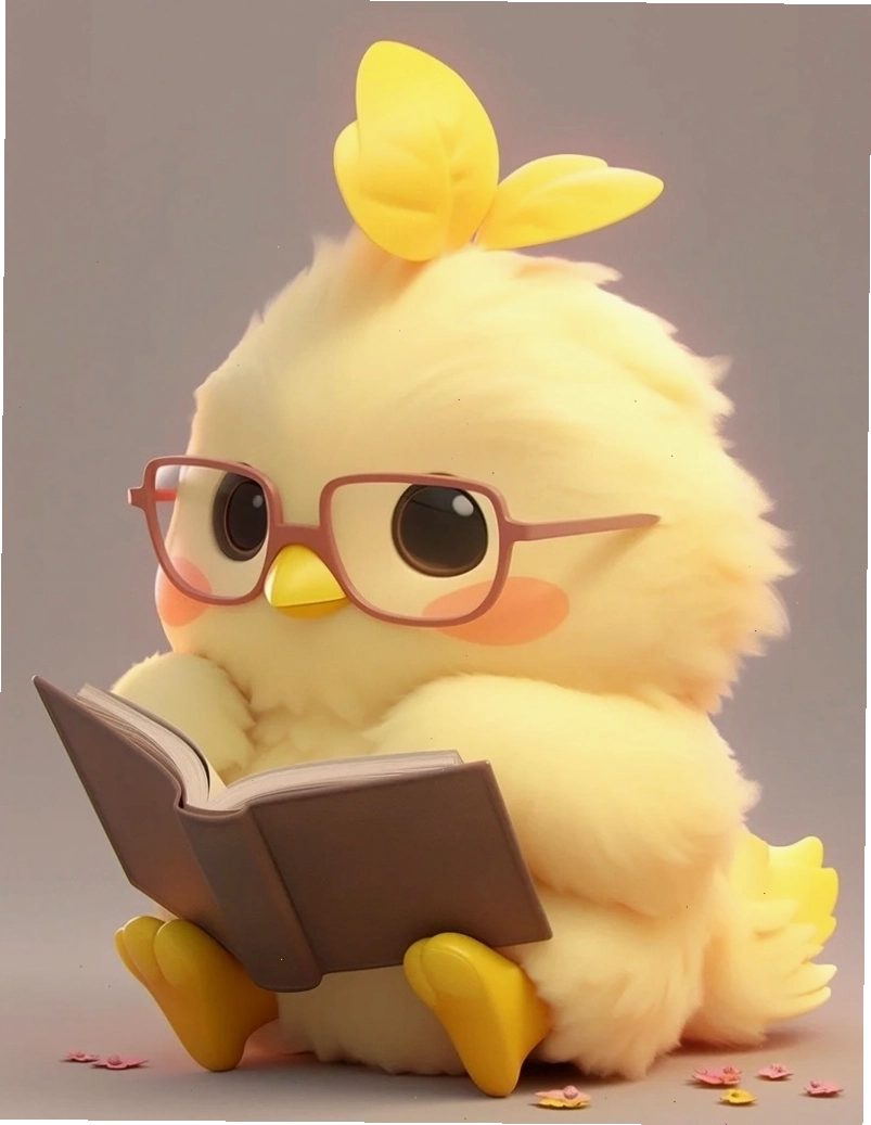 Gà chibi 2 đang vui đùa trên bãi cỏ xanh mướt