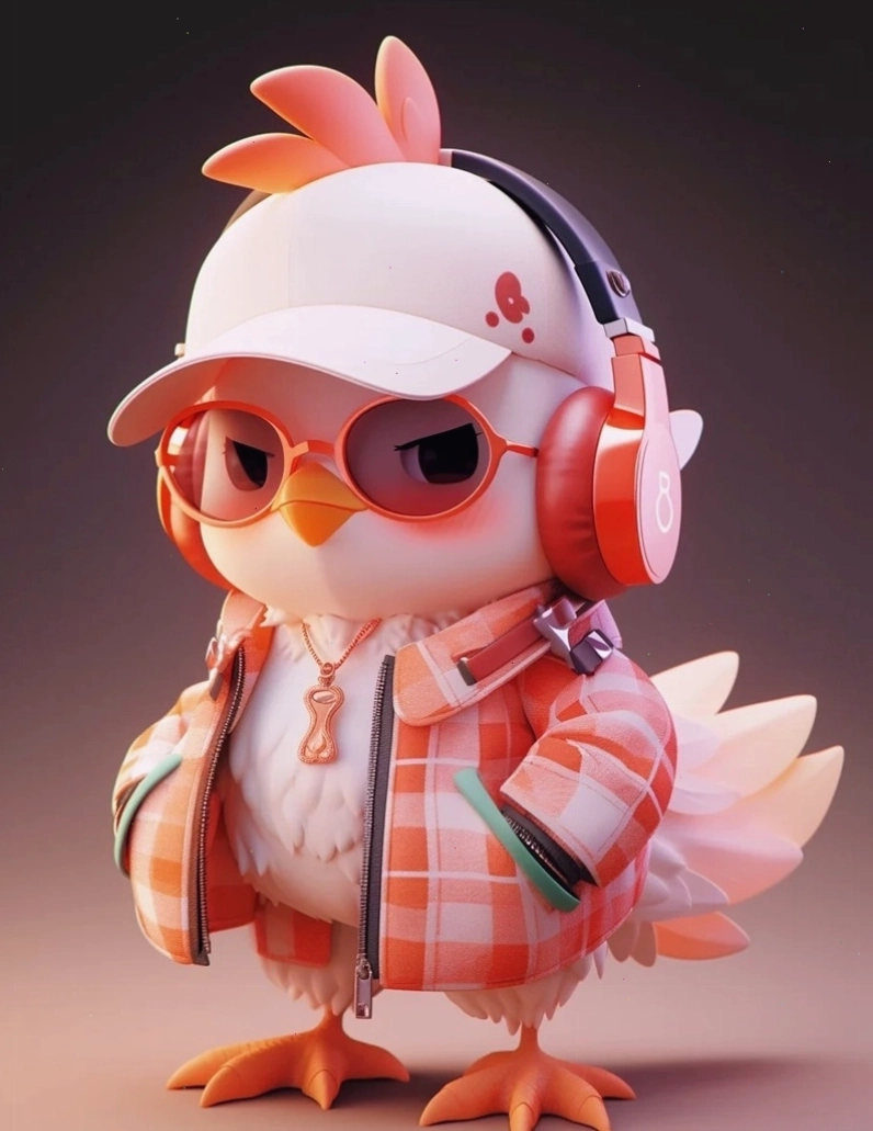 Gà chibi 3 với biểu cảm ngạc nhiên đáng yêu