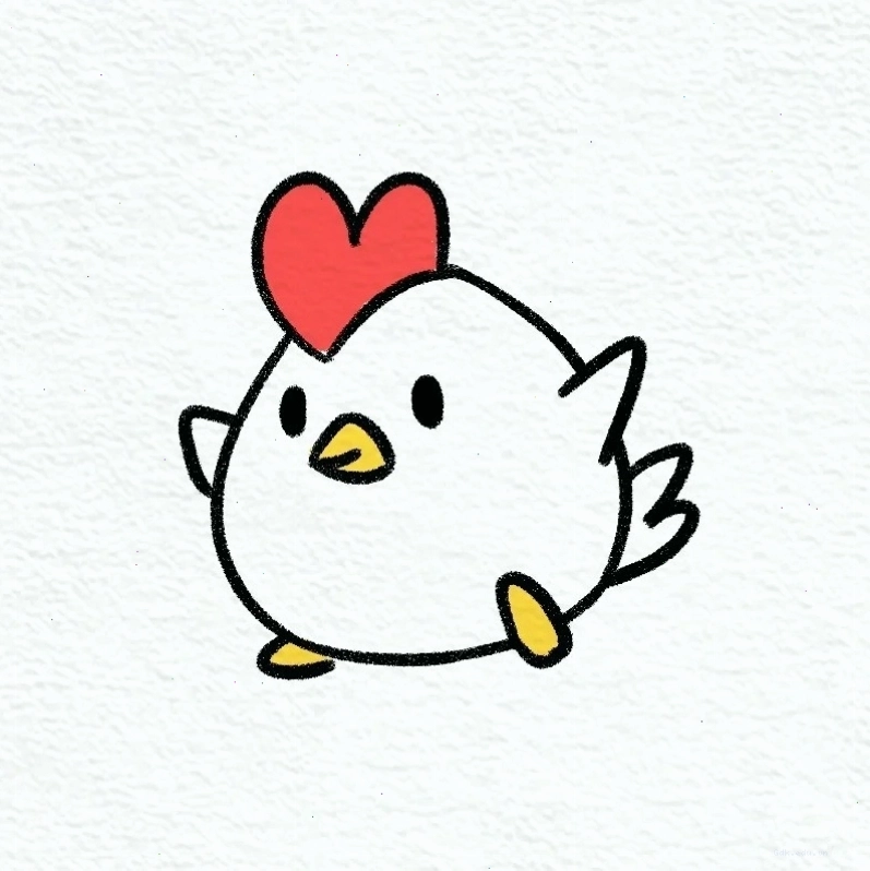 Gà chibi đội mũ và đeo kính, tạo hình hài hước