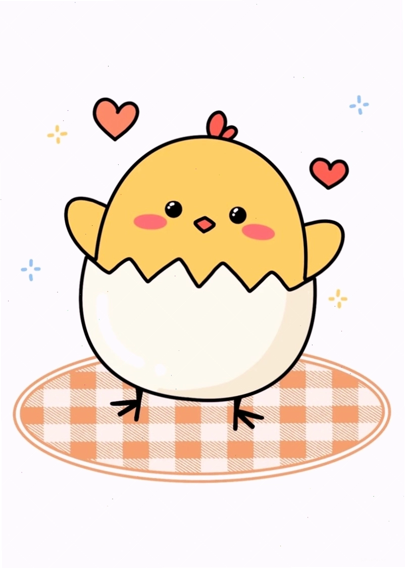 Gà chibi với đôi cánh nhỏ và biểu cảm tinh nghịch