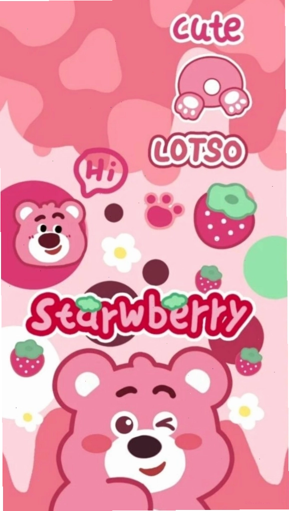 Gấu dâu Lotso phong cách sticker hồng