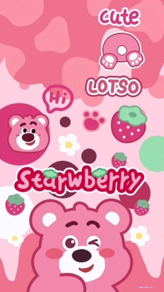 Gấu dâu Lotso theo phong cách sticker màu hồng