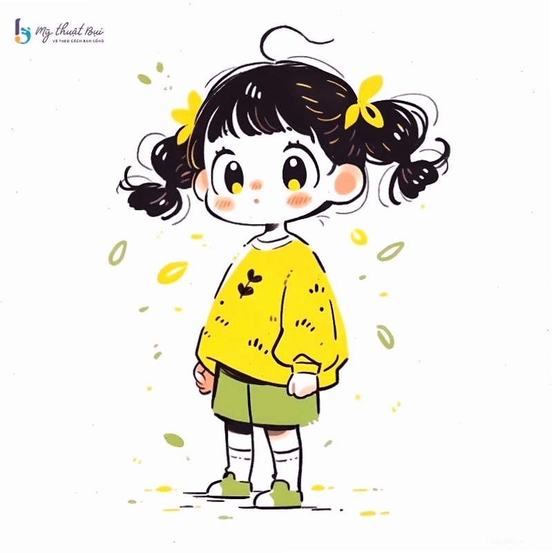 Hình ảnh anime chibi nữ cute với đôi mắt to tròn và nụ cười rạng rỡ