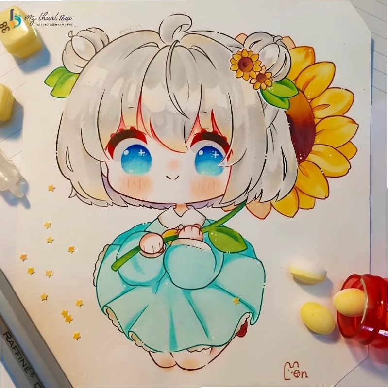 Hình ảnh anime chibi với trang phục fantasy độc đáo
