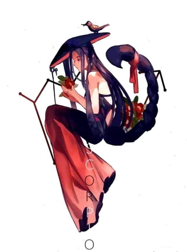 Hình ảnh anime cung Bọ Cạp nữ ngầu với phong thái tự tin và ánh mắt bí ẩn