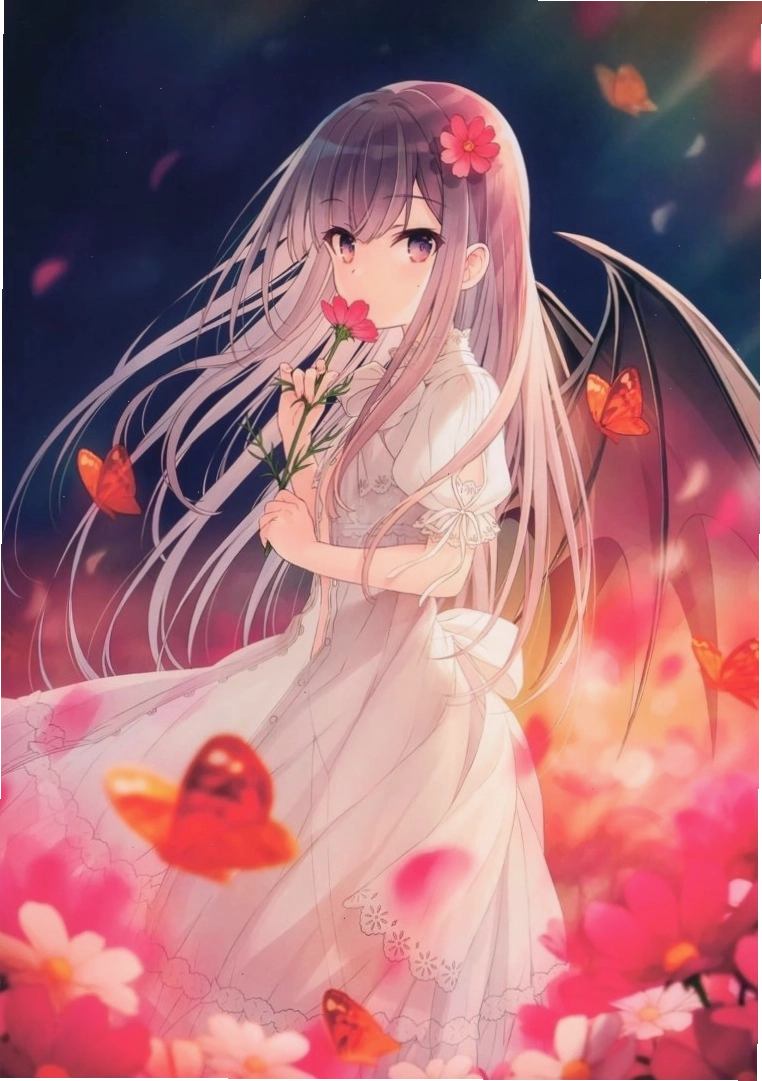 Hình ảnh anime girl dễ thương nhưng manh trên mình đôi cánh ác quỷ