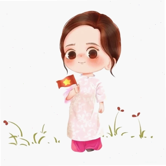 Hình ảnh chibi cô giáo duyên dáng trong tà áo dài truyền thống