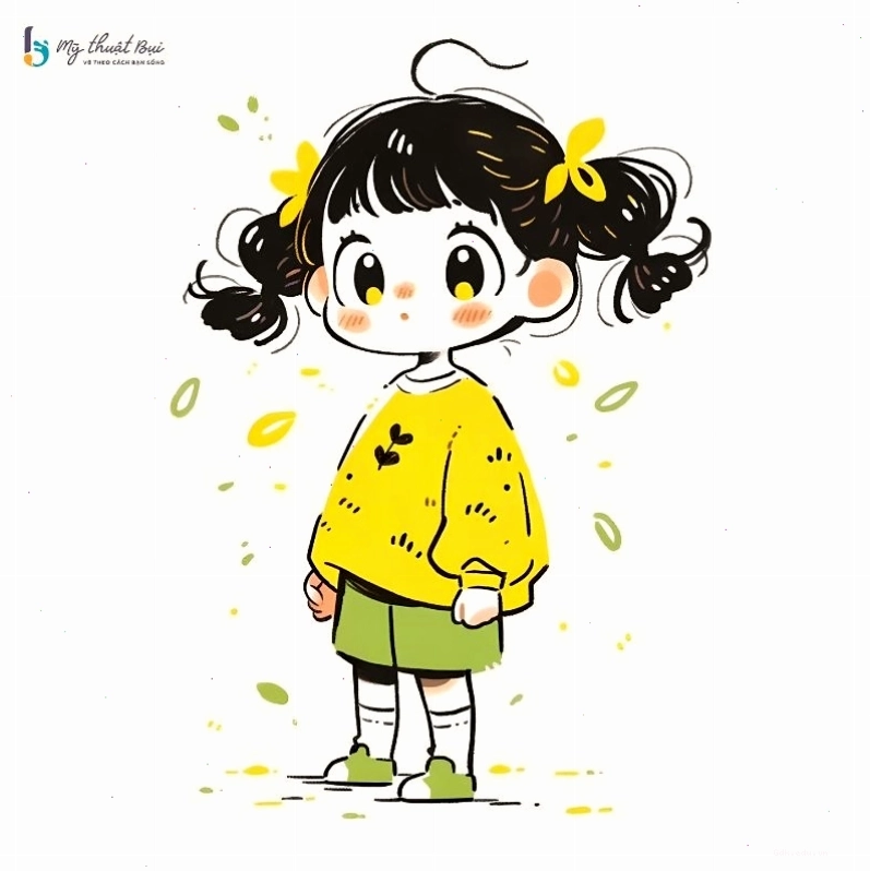 Hình ảnh chibi nữ cute với mái tóc hồng và đôi mắt to tròn