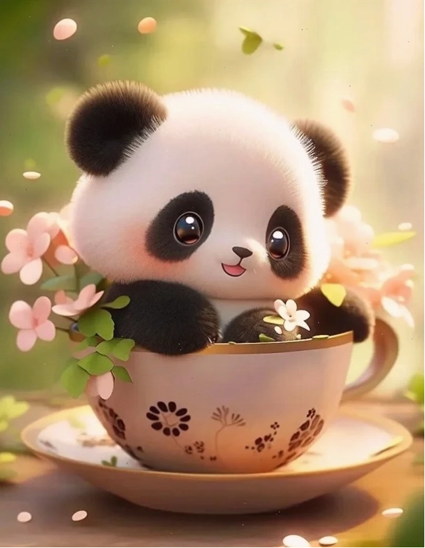 Hình ảnh con gấu trúc chibi với dáng vẻ ngộ nghĩnh