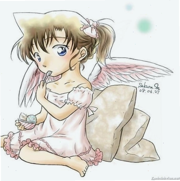 Hình ảnh Conan Chibi đang suy tư