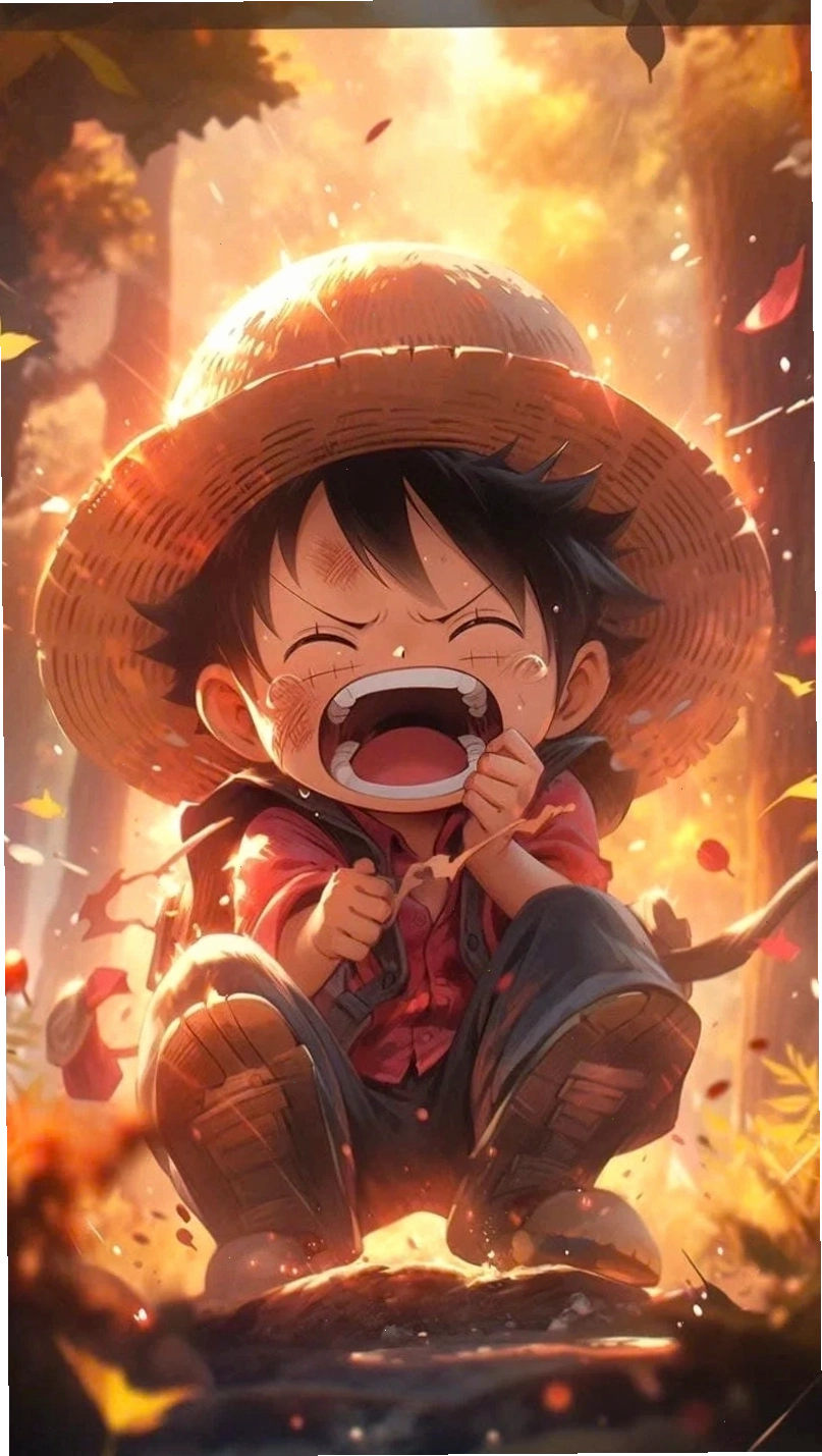 Hình ảnh Luffy chibi ngầu với khí chất mạnh mẽ