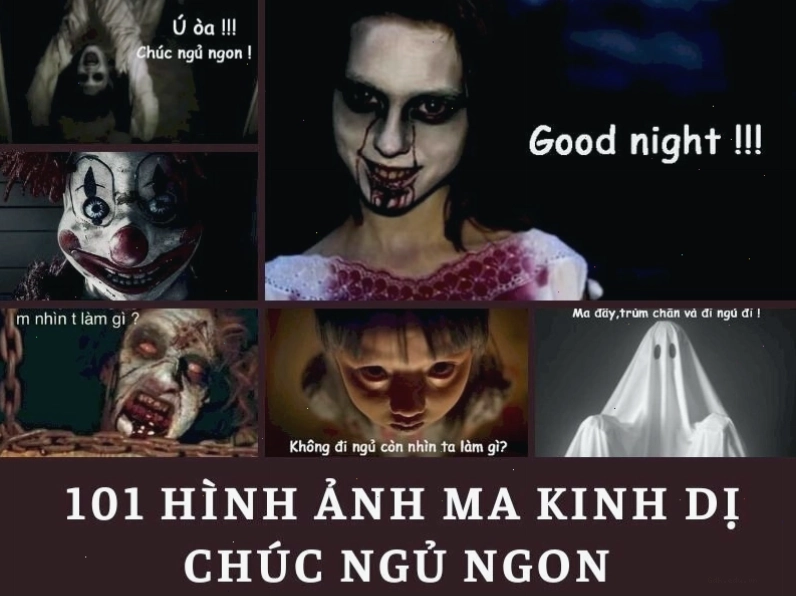 Hình ảnh ma với phong cách chúc ngủ ngon kinh dị