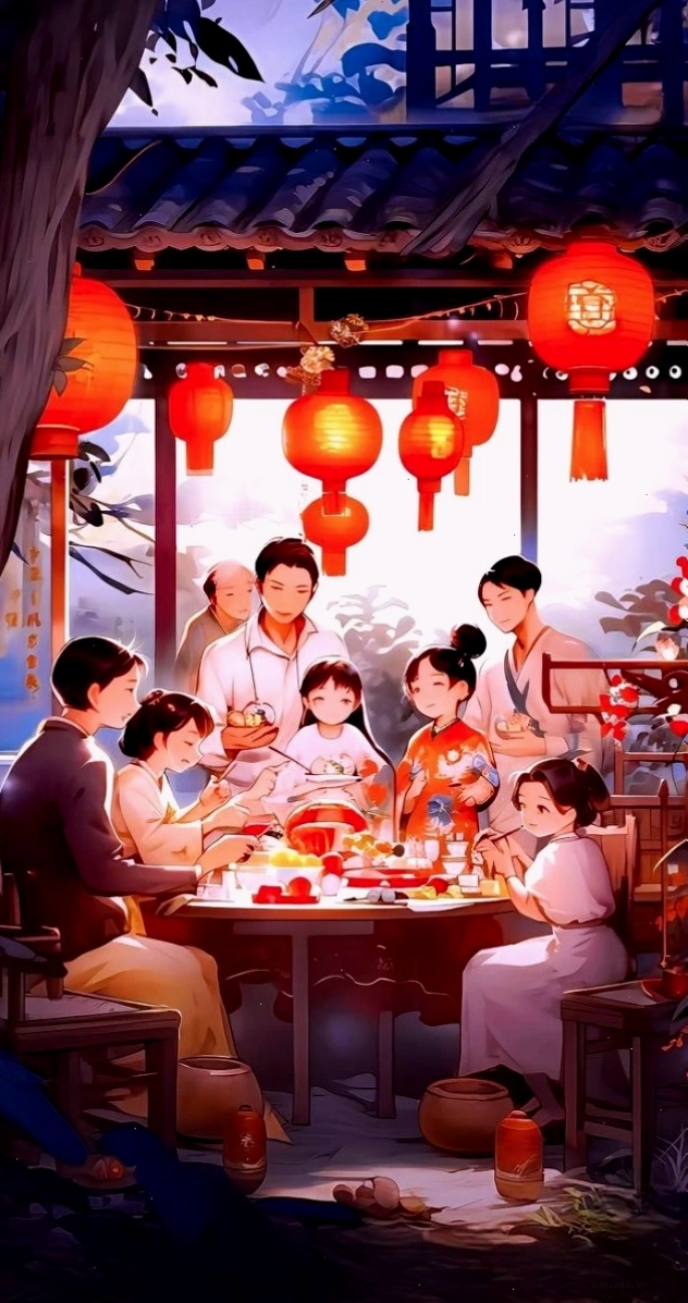 Hình ảnh Tết bên đèn lồng cho điện thoại