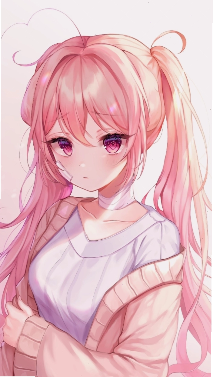 Hình anime nữ tóc hồng cá tính