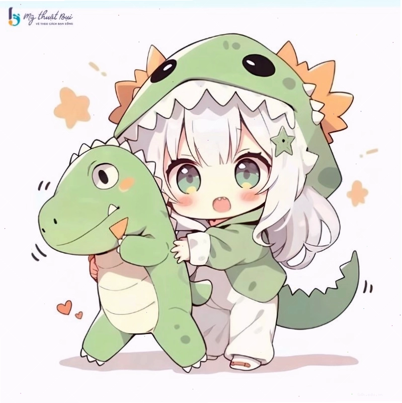 Hình chibi nữ với trang phục và phụ kiện ấn tượng