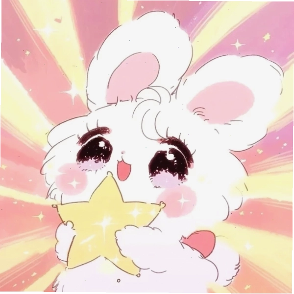 Hình con thỏ chibi cute với biểu cảm ngạc nhiên