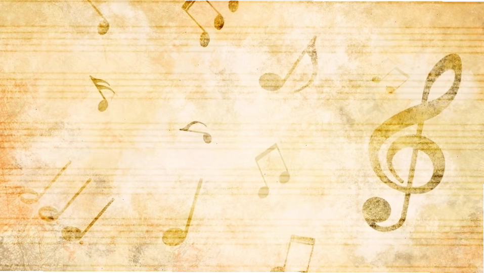 Hình nền âm nhạc với nốt nhạc cổ điển màu vàng retro
