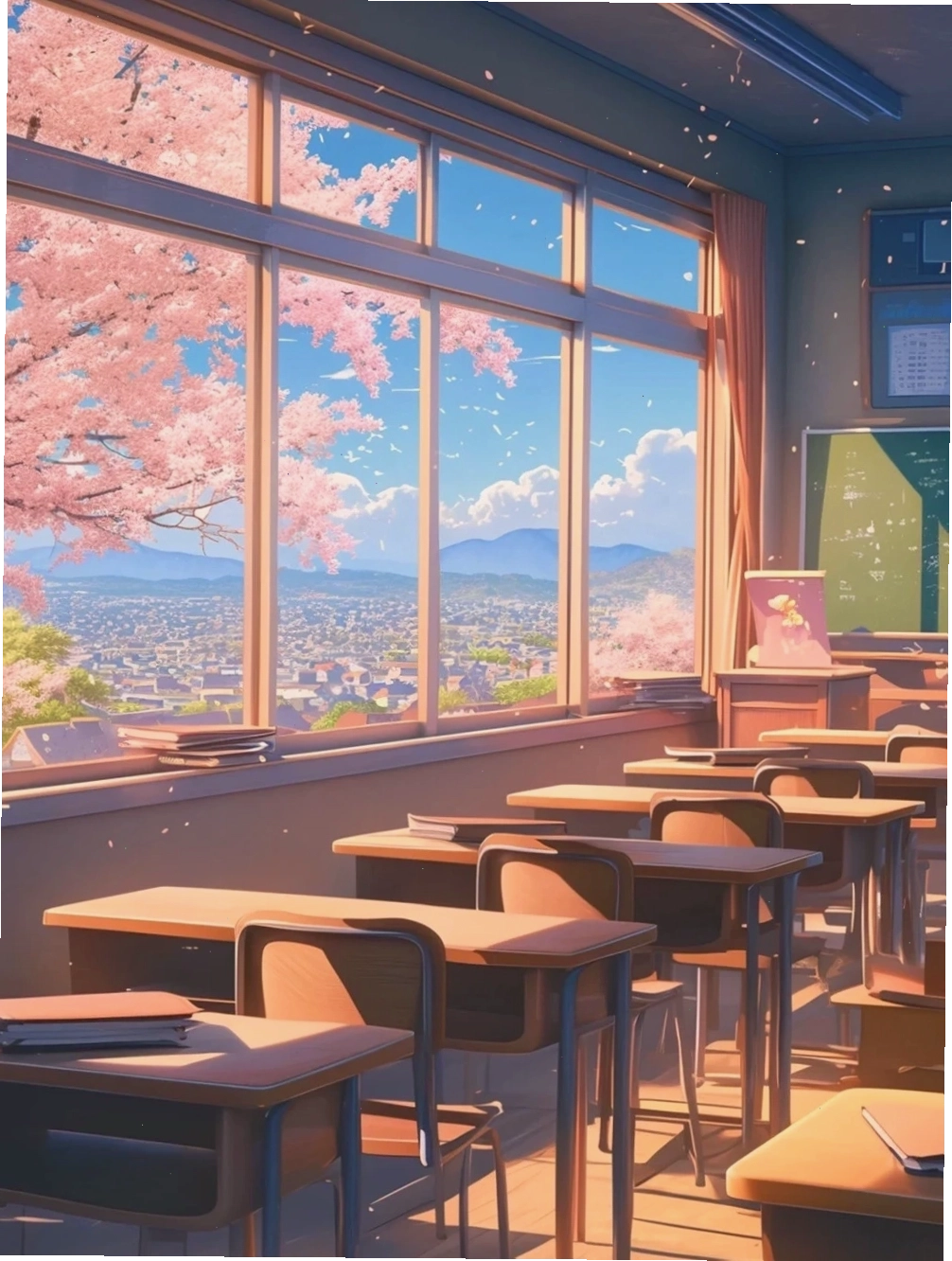 Hình nền anime hoa anh đào rơi lãng mạn