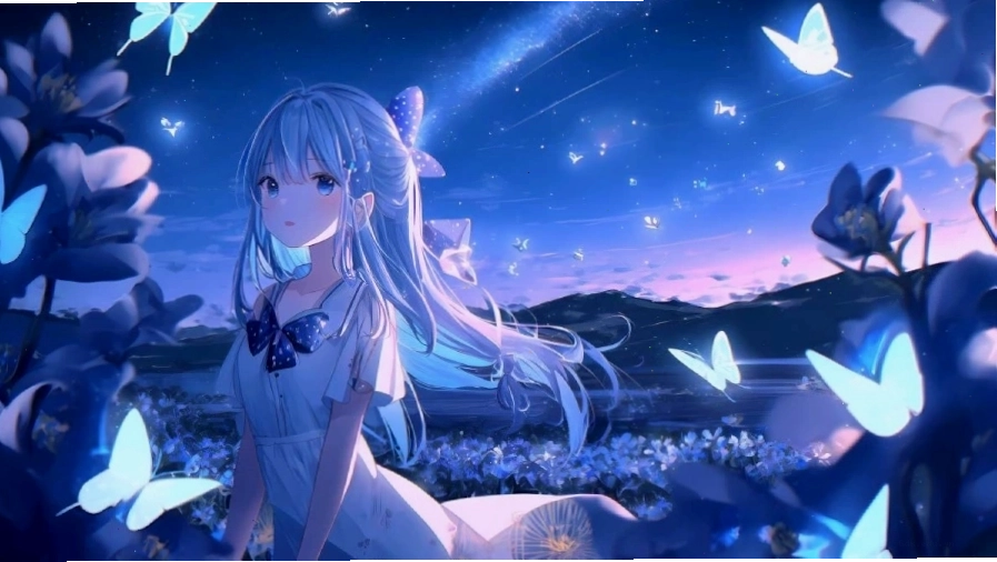 Hình nền anime máy tính với cảnh thiên nhiên hùng vĩ