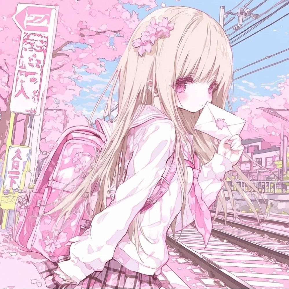 Hình nền anime với hoa anh đào rơi lãng mạn