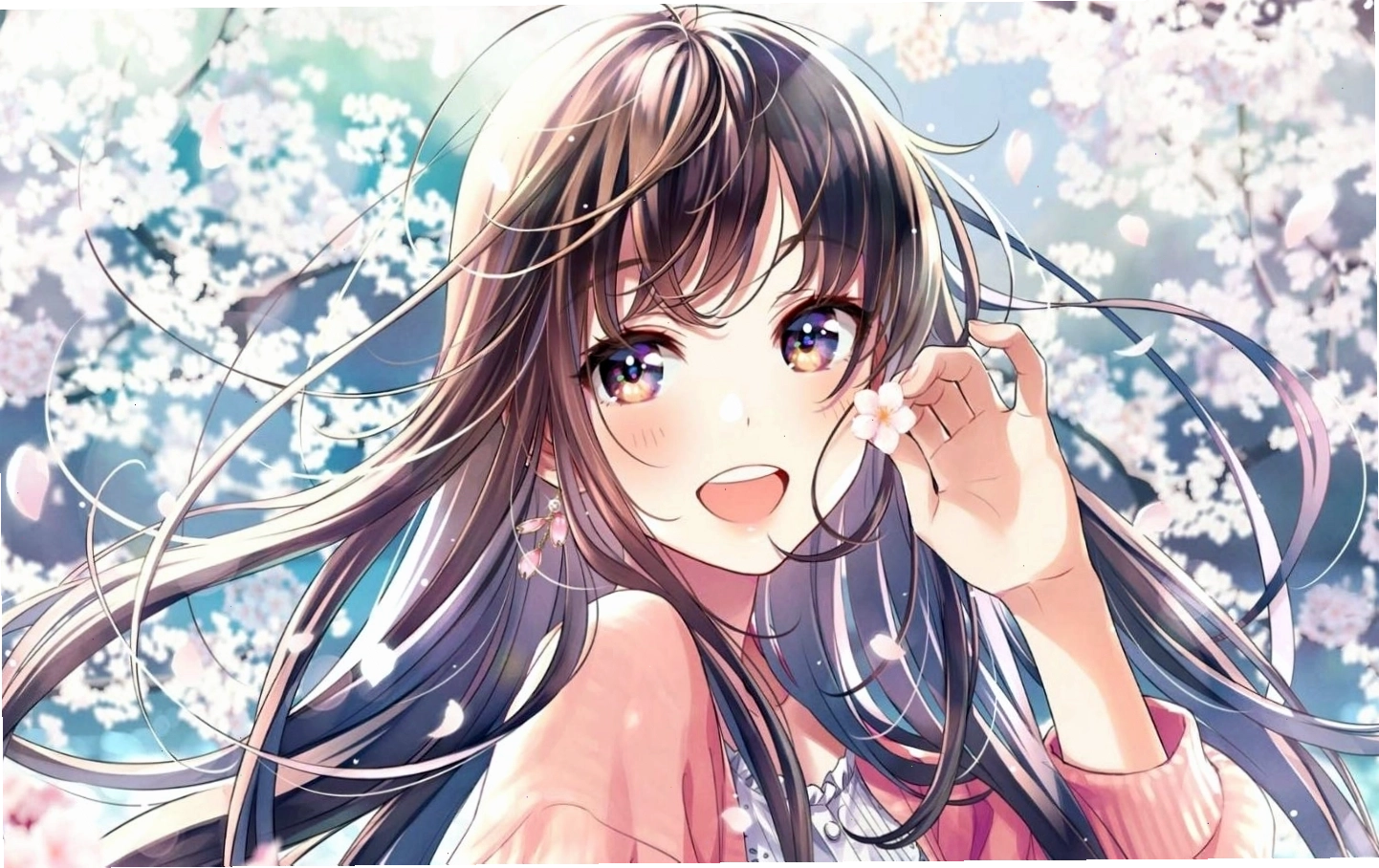Hình nền anime với nhân vật nữ dễ thương trong không gian tươi sáng