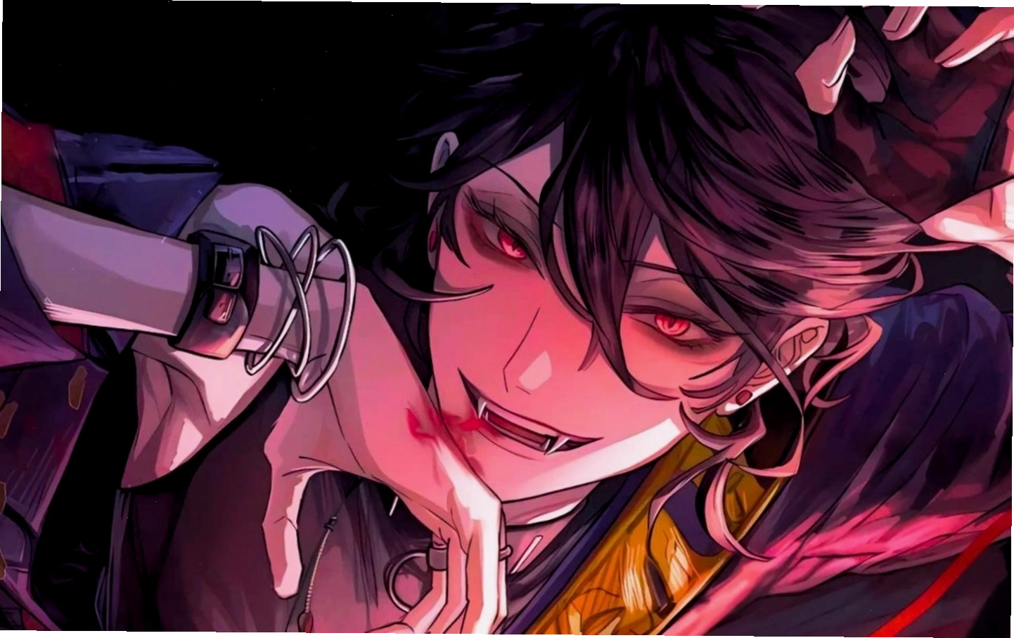 Hình nền anime với nhân vật trong vai phản diện giữa không gian u tối