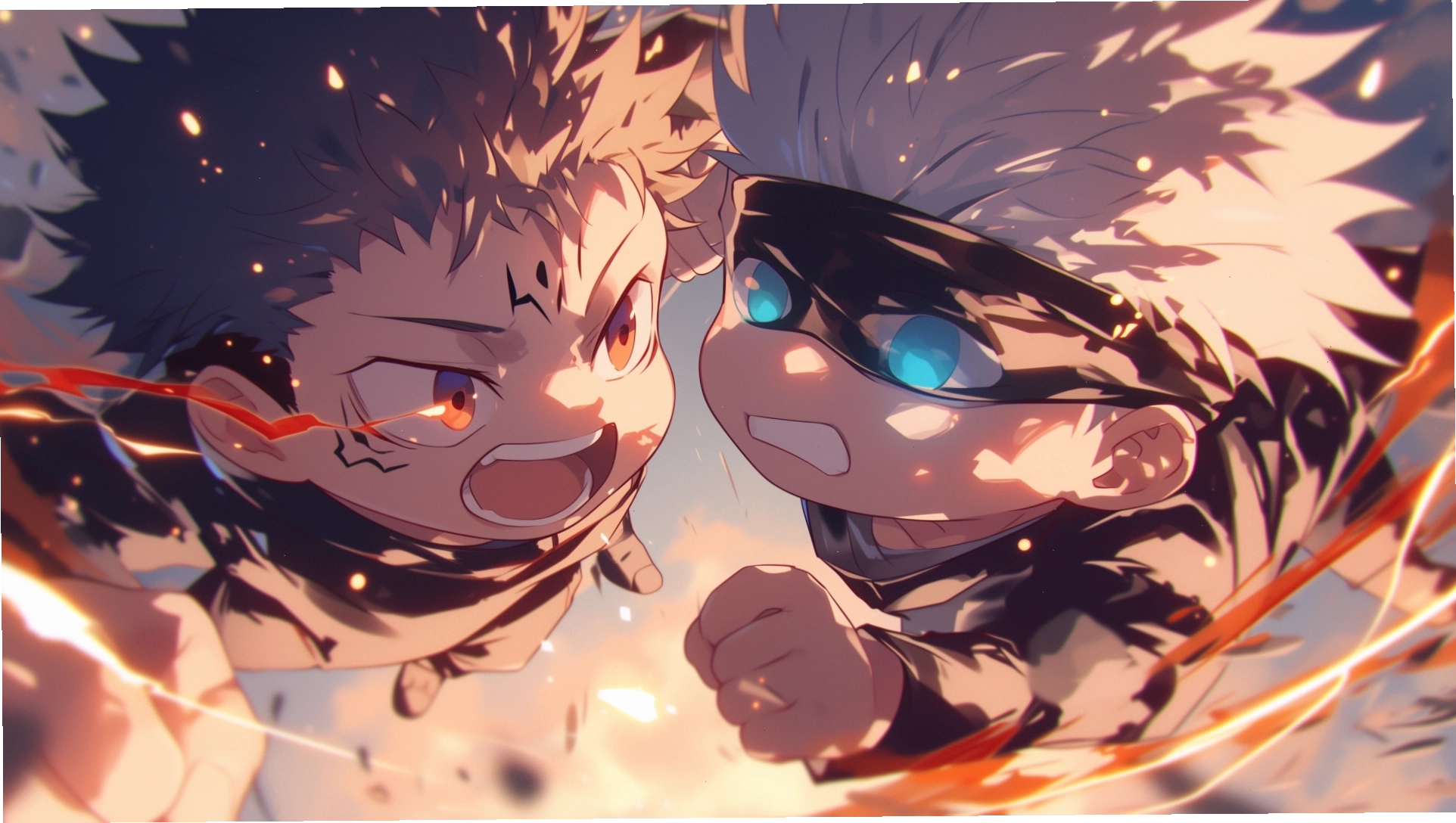 Hình nền Chibi Gojo và Sukuna