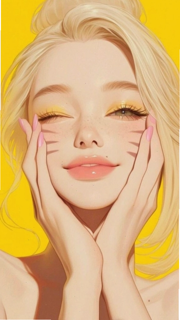 Hình nền cô gái tóc vàng cười rạng rỡ