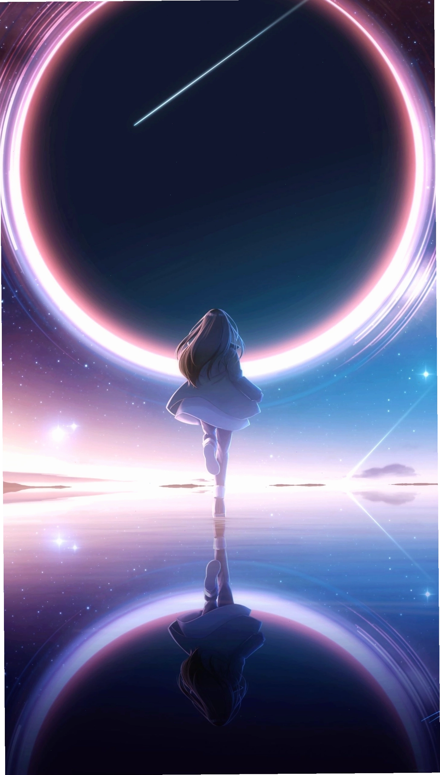 Hình nền điện thoại anime dễ thương với nhân vật nữ tóc hồng