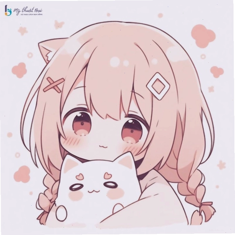 Hình nền điện thoại anime nữ chibi với tông màu xanh dương mát mắt