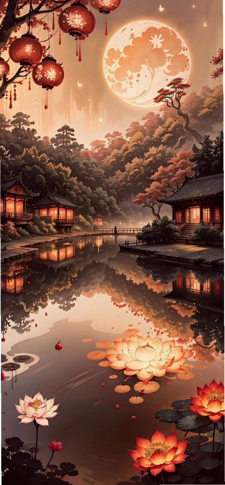 Hình nền điện thoại anime phong cảnh núi non hùng vĩ