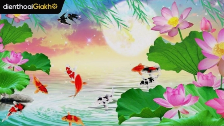 Hình nền điện thoại cá chép hóa rồng uy phong lẫm liệt
