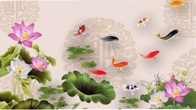 Hình nền điện thoại cá chép hóa rồng với màu sắc rực rỡ