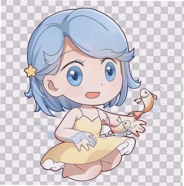 Hình nền điện thoại Song Ngư Chibi dễ thương với background mây trời