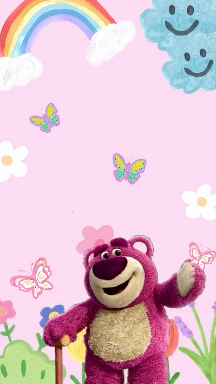 Hình nền gấu dâu cute với trái tim