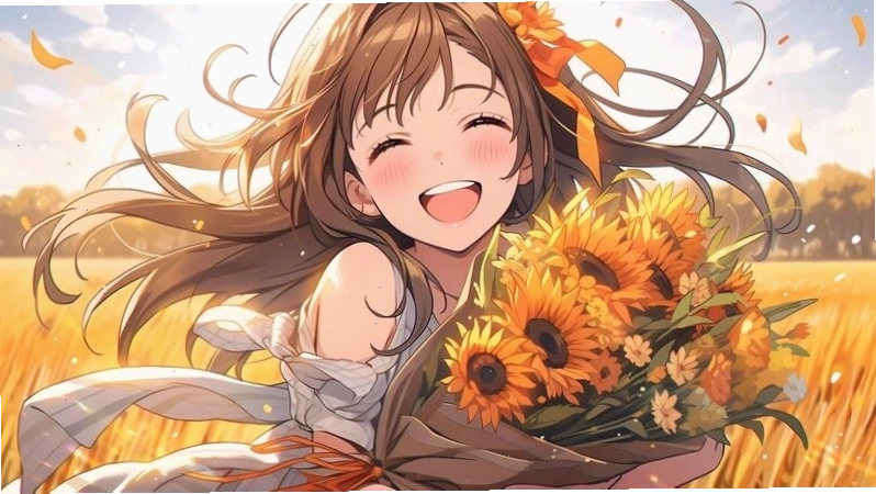 Hình nền hoa hướng dương phong cách anime
