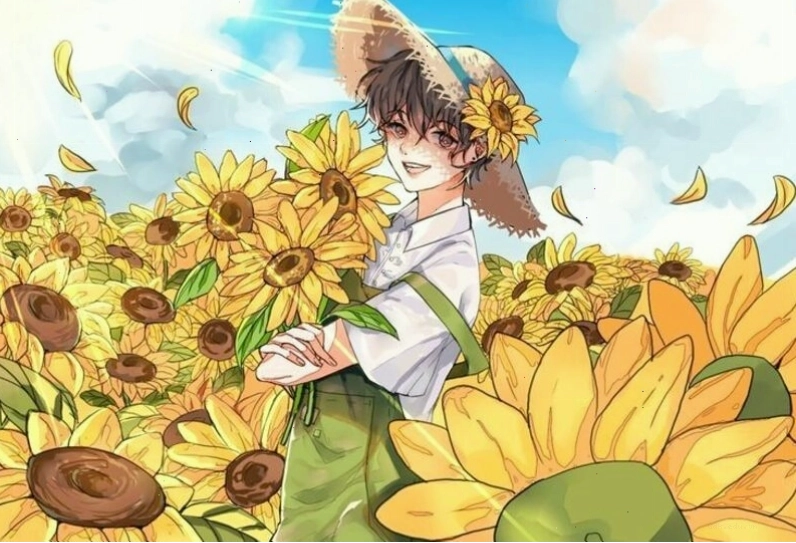 Hình nền hoa hướng dương phong cách anime đẹp, ấn tượng